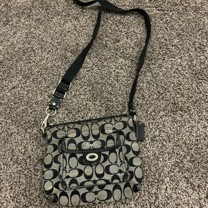 Coach Black and Gray Patterned Crossbody Bag
